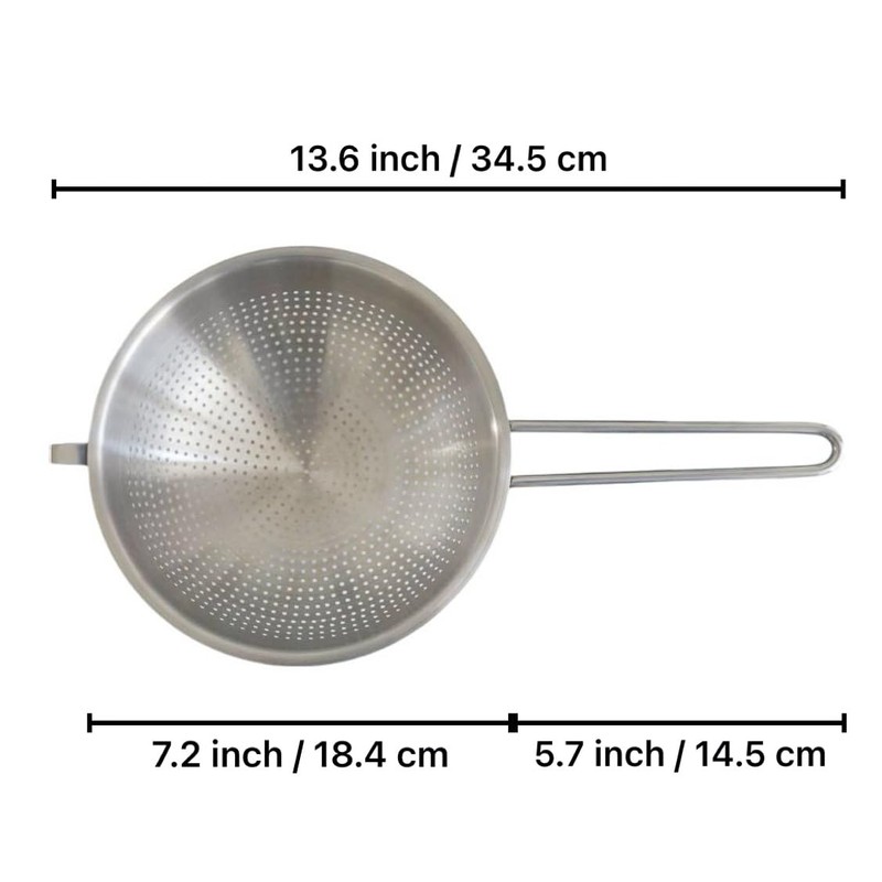 HiSteng 7-Inch Stainless Steel Strainer Colander with Handle, 1.5 Qt,