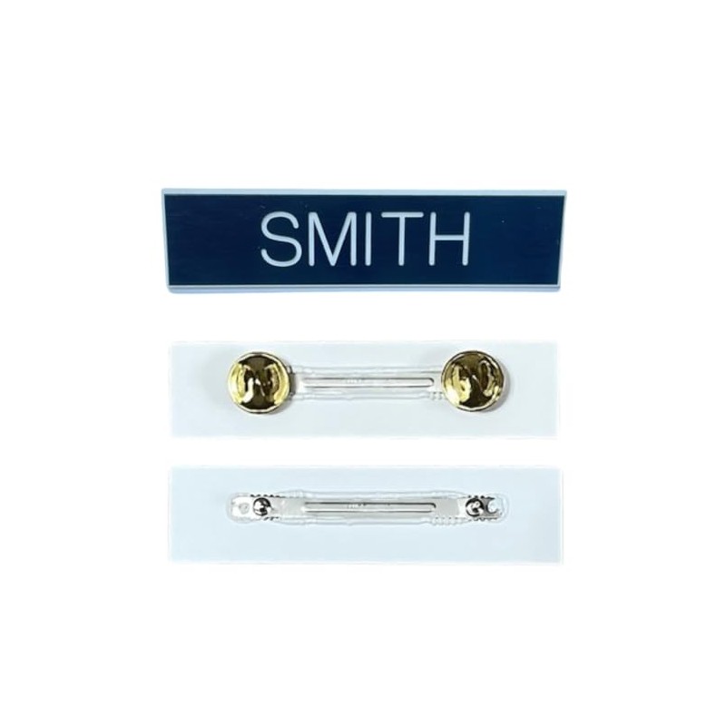 Navy Name Tag, Plastic, Black (Regular Pin Posts)