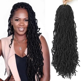 24 Inch Faux Locs Crochet Hair 6Pscks New Soft Locs Crochet braids Pre Looped Long Synthetic Goddess Locs Crochet Braiding Hair Extension for Black Women (1B#, 24Inch (Pack of 6))