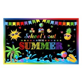 Allenjoy End of School Year Theme Backdrop for Kids Boy Girl Class Tropical Beach Pool Splash Bash Birthday Party School's Out for The Summer Supplies Decorations Banner Background