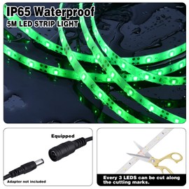 iNextStation Green LED Strip Light, 16ft/5M 2835 SMD 300 LEDs 12V Flexible Cuttable Waterproof LED Tape for Bedroom Kitchen Cabinet Wardrobe TV (No Power Supply/Plug)