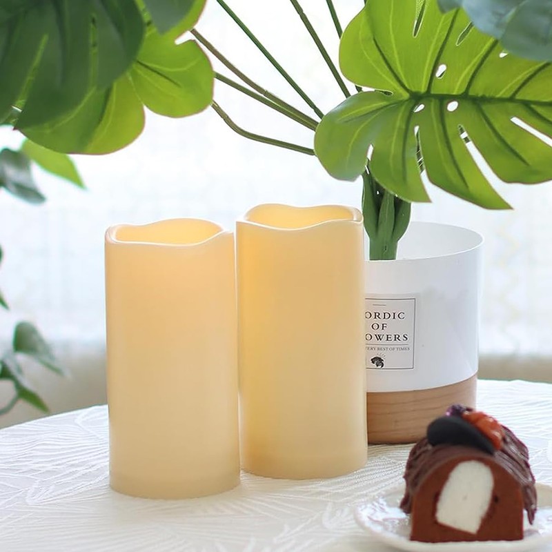 EZiKitchen 2 Pack 6'' Outdoor Battery Operated Candles with Timer