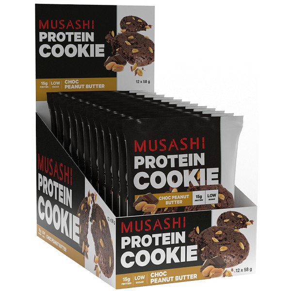 Musashi Protein Cookies 12 x 58g - Choc Peanut Butter