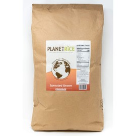 Planet Rice Bulk Sprouted Brown Bulk - Great for Bulk Cooking - Gaba Gluten-Free, Vegan, Paleo, with 64% more Fiber - Soft and Chewy Texture - 25 lbs