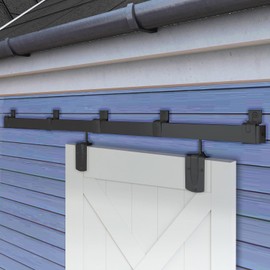 Exterior Barn Door Hardware Kit, BARNSMITH 10FT Sliding Barn Door Hardware Heavy Duty Barn Door Track Kit for Indoor and Exterior Door, Wall Mount Kit, Black (NO Door, Hardware Only)