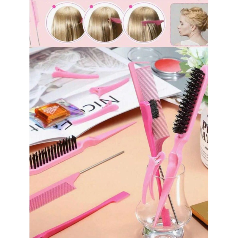 Kit 12pz Peine De Masaje De Cepillo Adecuado Cabello Rizad