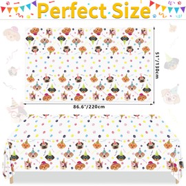 Hegbolke 4 Pack Dog Tablecloths Disposable Puppy Tablecloths Rectangular Dog Birthday Tablecloth Table Covers for Lets Pawty Birthday Decorations Puppy Dog Birthday Party Decorations, 86 X 51 Inch