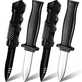 Sumind 4 Pieces Retractable Fake Knife Retractable Prop Knife Fake Dagger Joke Prank Props Trick Disappear Plastic Blade Gag Magic Toy for Halloween Fools Day (Mixed Style)