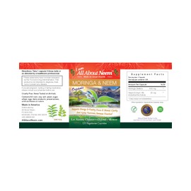 Moringa 400 mg and Neem Leaf 500 mg Capsules - 120 Count Fresh Organic