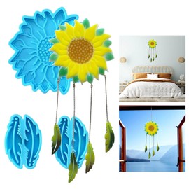 ROYALEAD 3 Pcs Sunflower Wind Chime Silicone Mold Set Creative Crafting Silicone Mold for Unique Home Decor Flexible Resin Mold