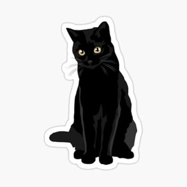 calcomanía de gato negro lindo | Vinilo | calcomanía para parachoques de coche, ventana, portátil, camión, furgoneta, botella de agua, libros, etc. | Resistente al agua | 5 pulgadas