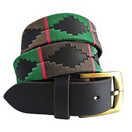 Carlos Diaz Unisex Argentina Ntinisches Genuine Leather Brown Embroidered Polo Belt - brown