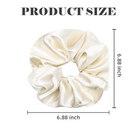 Yonchic Oversized Jumbo Satin Scrunchies for Women, Extra Large Big Hair Scrunchy, Soft Elastic Hair Ties Ponytail Holder for Thick Curly Hair (White & Coffee)