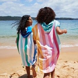 Dock & Bay Adult Beach Poncho - Hooded Towel with Deep Pockets - for Beach & Pool - Super Absorbent, Quick Dry - Coastal Candy, Medium (90x70cm, 35x28)