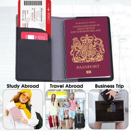 YYGOJOY Passport Holder Cover, PU Leather Passport Holder Travel Wallet Organiser for Credit Card, Money, Boarding, Passport, Boarding Passes for Women Men (Purple)