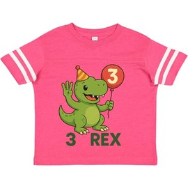 inktastic 3 Rex Birthday Dinosaur Kids Toddler T-Shirt 2T Football Pink and White 456fb
