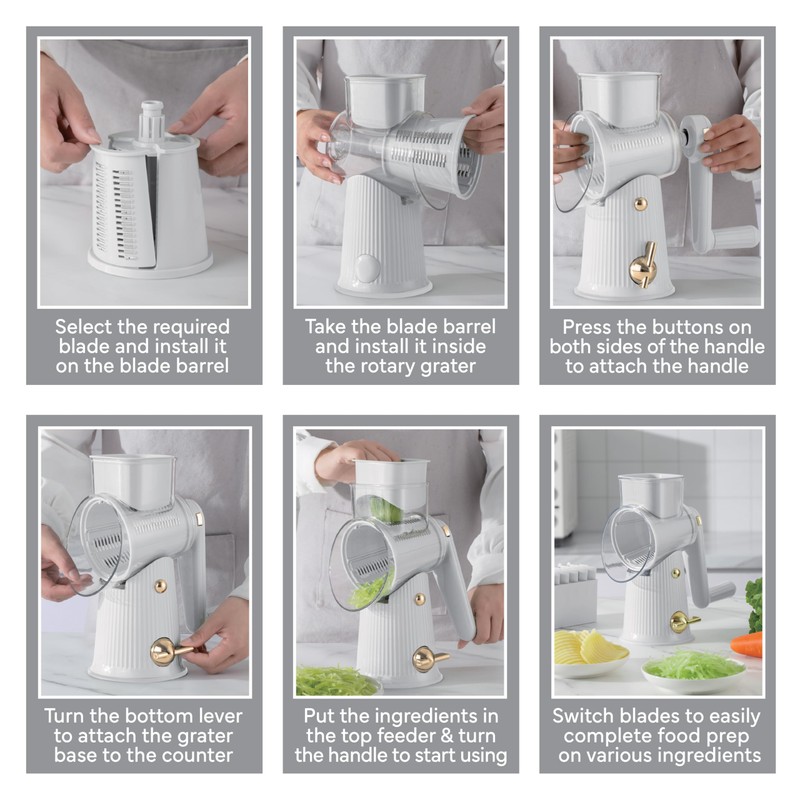 COOK WITH COLOR Rotary Cheese Grater with Handle - Counter
