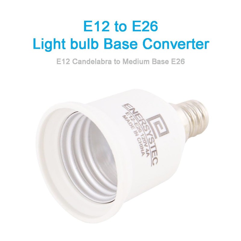E ENERSYSTEC Candelabra E12 to E26 Light Bulb Base Adapter