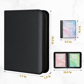 Jumbo Card Binder for PKM– WITHYU PU Leather Ringless Card Collection Binder with 60 Pockets, 5.9'' x 8.4''Card Holders Storage Album for TCG Card (Carbon Black)