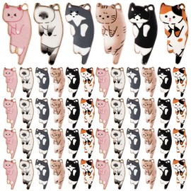 Prasacco Pack of 42 Enamel Charms, 6 Styles Enamel Cat Charms Enamel Pendant Animal Charm Pendant for DIY Jewellery Making Earring Necklace Bracelets Jewellery Pendants Craft Supplies, Alloy Steel