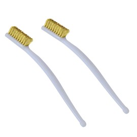 2 Pcs Brass Wire Brush Set with Curved Handle,Wire Metal Rust Brush Copper ,Cleaning Tools For 3D Printer Nozzle Cleaning Welding Slag,Cleaning Dust and Rust