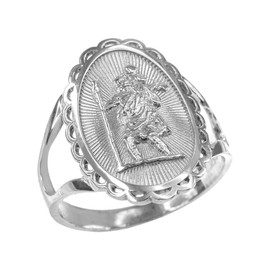 Women's 925 Sterling Silver Saint Christopher Catholic Protection Ring (Size 7)