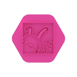 LissieLou Mini Easter Bunny and Chick in Frame Cookie Stamp Easter Icing Fondant Embosser - Light Pink
