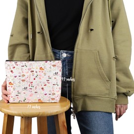 VAMSII France Lover Gift Coquette Makeup Bag French Cosmetic Bag Pink Aesthetic Gift France Vacation Trip Gift (Coquette M)