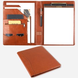 GZRHKJ Genuine Leather Portfolio Folder, Business Slim Portfolio Folio Organizer, Resume Folder, A4 Document Folder, Legal Pad Padfolio for Men & Women