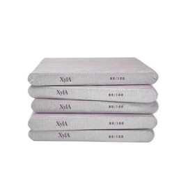 Xyla Professional Nail Files 80/100 Grit, Double Sided Emery Boards for Acrylic Gel Nails, Set of 5, Strong and Durable