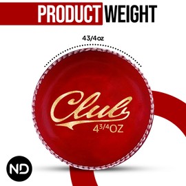 ND Sports Premium Grade Leather Cricket Ball for youth Weight 135gm – Ideal for Practice, Training, and Matches – Available in Pack of 6 for Junior (Red, Pack of 6)