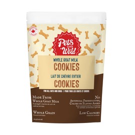 Goat's Milk 'N' Cookies - Medium Size, Whole Grain, Low-Calorie & Nutritious Peanut Butter Treats for Cats & Dogs, 40g (1.41 oz) Packed in Resealable Pouch - Perfect for Travel, Training and Home