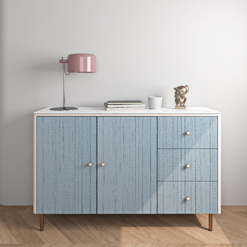 FunStick 15.8"x472" Ash Blue Wallpaper Textured Grasscloth Peel and Stick