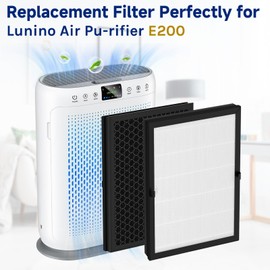 2 Pack E-200 True HEPA Replacement filter Compatible with LUNINO Air Pu-Rifier, H13 HEPA Filter with 3-Stage Filtration System and Activated Carbon, 6 Aromatherapy Tablets