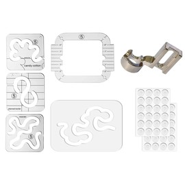 5pcs Free Motion Quilting Template Rulers 4pcs Quilting Ruler with Quilting Frame for Domestic Sewing Machine with Low Shank Ruler add 48pcs Non-Slip Grips (A)