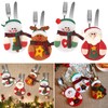 Christmas Cutlery Holder, Pack of 12 Santa Claus Cutlery Bag