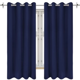 Utopia Bedding 2 Panels Navy Grommet Blackout Curtains, Thermal Insulated for Bedroom and Living Room, Room Darkening Curtains Blackout Draperies (W52 x L63 Inches)