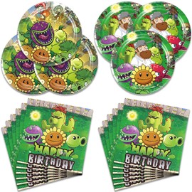 deenor 40Pack Plants Zombies Birthday Party Supplies include 20 plates, 20 napkins for Zombies Party Decoration