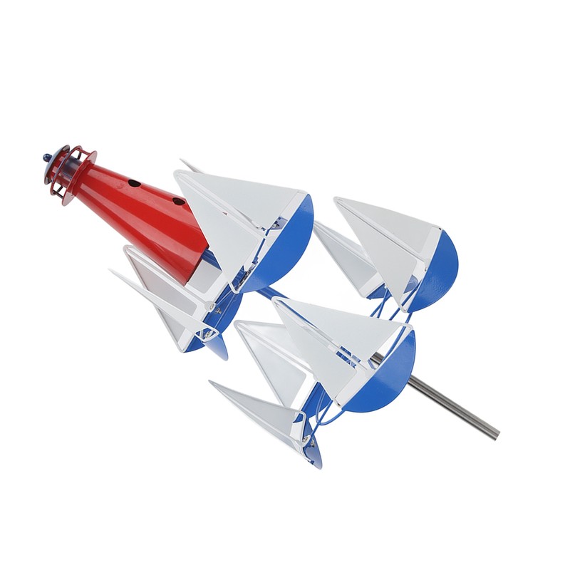 Summer Lighthouse Sailboat Windmills 360 Degree Rotation Weathervane Metal Windmill