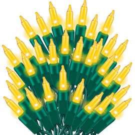 TWINGLEHOME Ultra-Bright Connects End to End Yellow Christmas Mini Lights 100L 19.6Ft UL Listed Incandescent Bulb String Light Set for Indoor Outdoor Holiday Garden Party Christmas Tree Garland Decor
