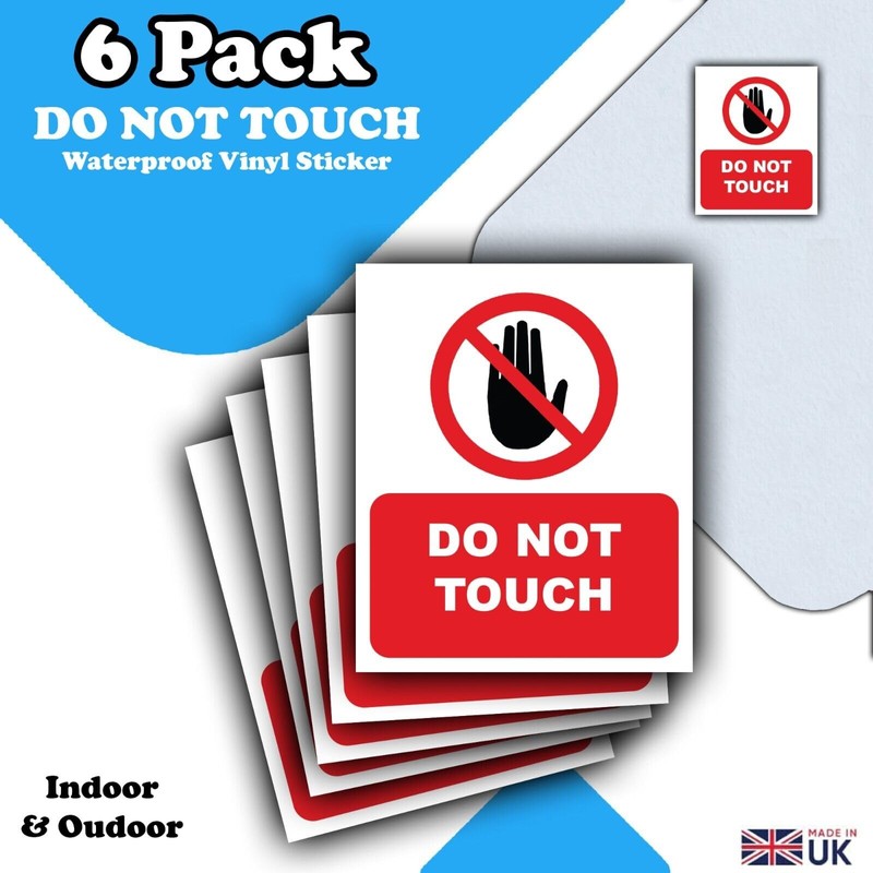 6-Pack - Do Not Touch Safety Vinyl Sign Stickers -