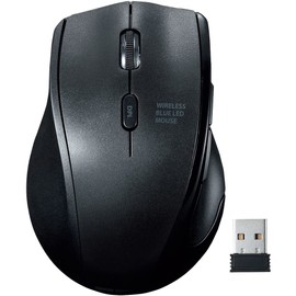 Sanwa Supply MA-WBL164BK Quiet Wireless Blue LED Mouse (For Left Hand), 2.4 GHz, 5 Buttons, Equipped with Back/Forward Buttons, 5 Buttons, 1600 dpi (3 Level Switching), Medium Size