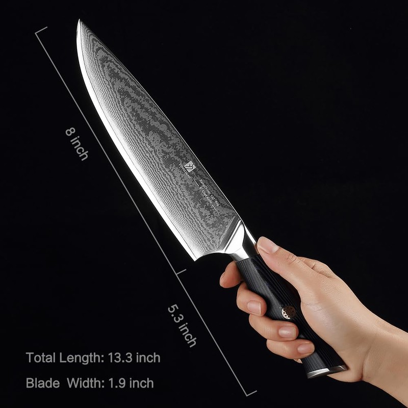 Damascus Chef Knife 8 inch: Super High-end High Carbon Powdered