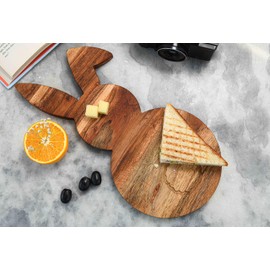 Affinity Decor Bunny Shaped Wooden Serving Board, Wood Cutting Board for Kitchen, Organic Wooden Charcuterie Boards, Easter Serving Platter for Cheese and Food, 14.5" x 7.5"