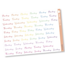 Day of the Week Header Planner Stickers, Planning Stickers, Color Print Planning Stickers, F5 (B-077-R) (#904-236-051L-WH)