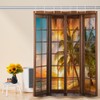 Umpoo Tropical Ocean Beach Shower Curtain Rustic Wood Window View