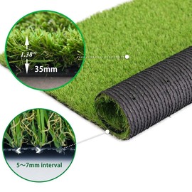 Cestavie Artificial Grass Rug 1.38" Thickness, 5x8 Feet Indoor Outdoor Fake Grass Carpet, Pet Turf for Dogs, Cats, Rabbits, Chicken, Easy Install and Clean with Good Drainage
