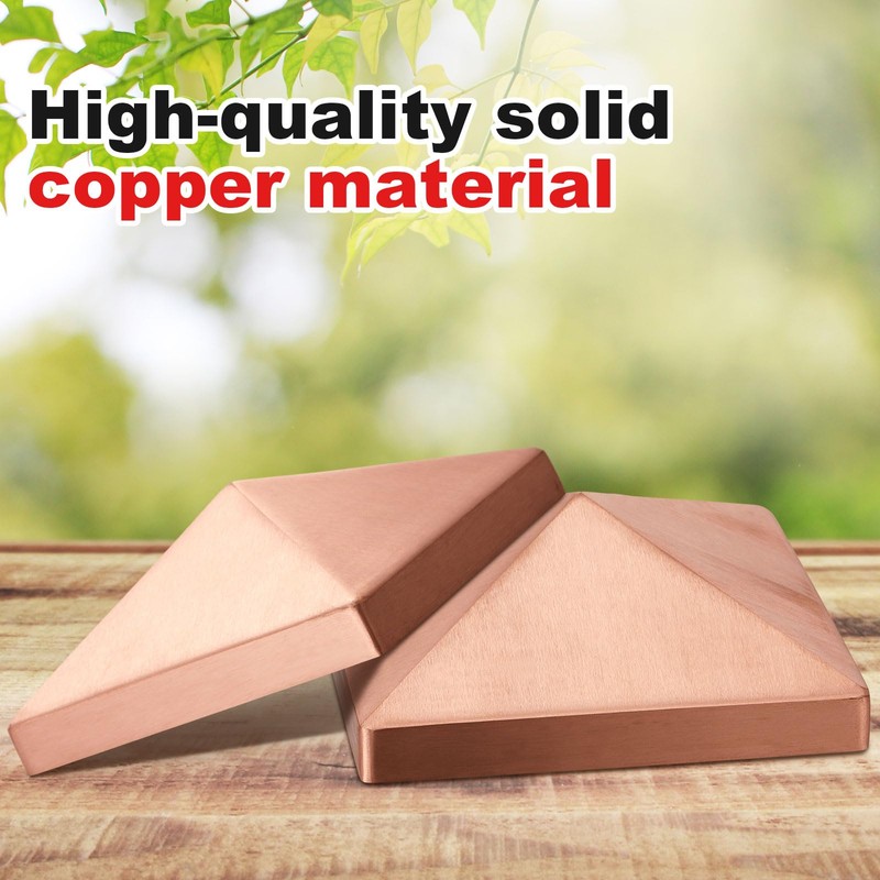 Blulu 2 Pcs 6''x6'' (Actual 5.5''x5.5'') Solid Copper Pyramid Post