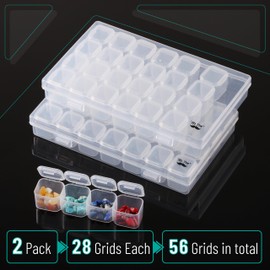 Mr. Pen-28 Grids, 2 Pack, Bead Storage Containers with 160pcs Label Stickers, Diamond Art, Bead Box, Diamond Painting Organizer