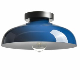 DIRYZON Industrial Semi Flush Mount Ceiling Light,12-Inch Metal Ceiling Lighting Ceiling Light Fixture for Porch Kitchen Bedroom,Blue